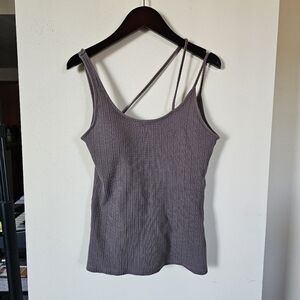 SNIDEL Asymmetrical Ribbed Knit Tank Top - size S